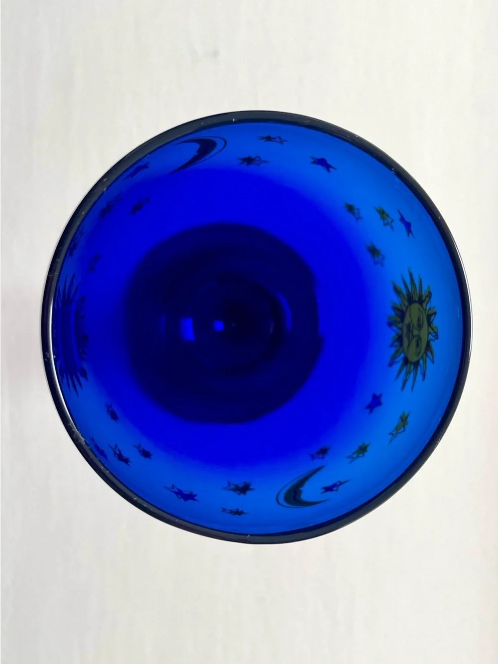 Libbey Celestial Goblet Glass SUN MOON STARS Glass (One) Cobalt Blue Vintage